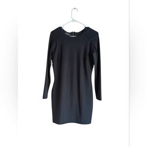 Bebe Classic Black Long-Sleeve Sheath Dress Back Zip SZ M